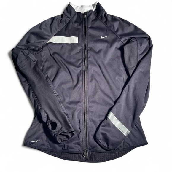 Nike Jackets & Blazers - Nike Element Dri-FIT Running Jacket Womens Medium Black Full Zip Reflective Mock